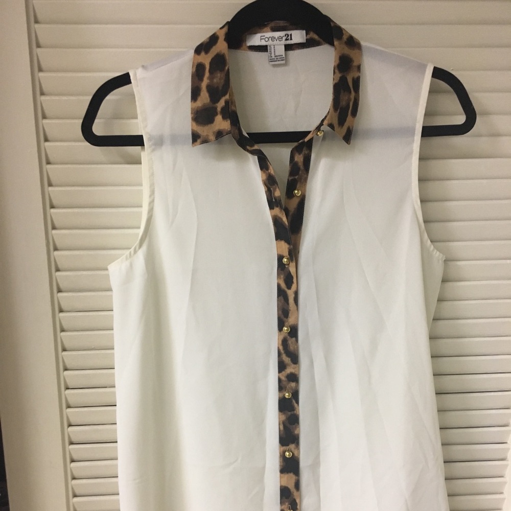Animal Print Accent Blouse